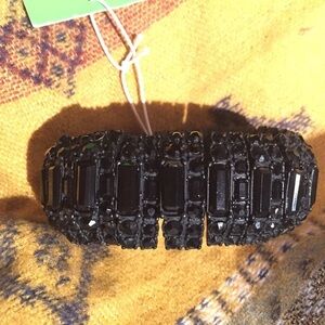 C Wonder Jeweled & Metal Stretch Bracelet Black - NWT